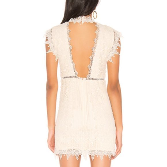 Free People Honey Guipure Lace High Neck Mini Dress Cream 6 - Picture 9 of 16